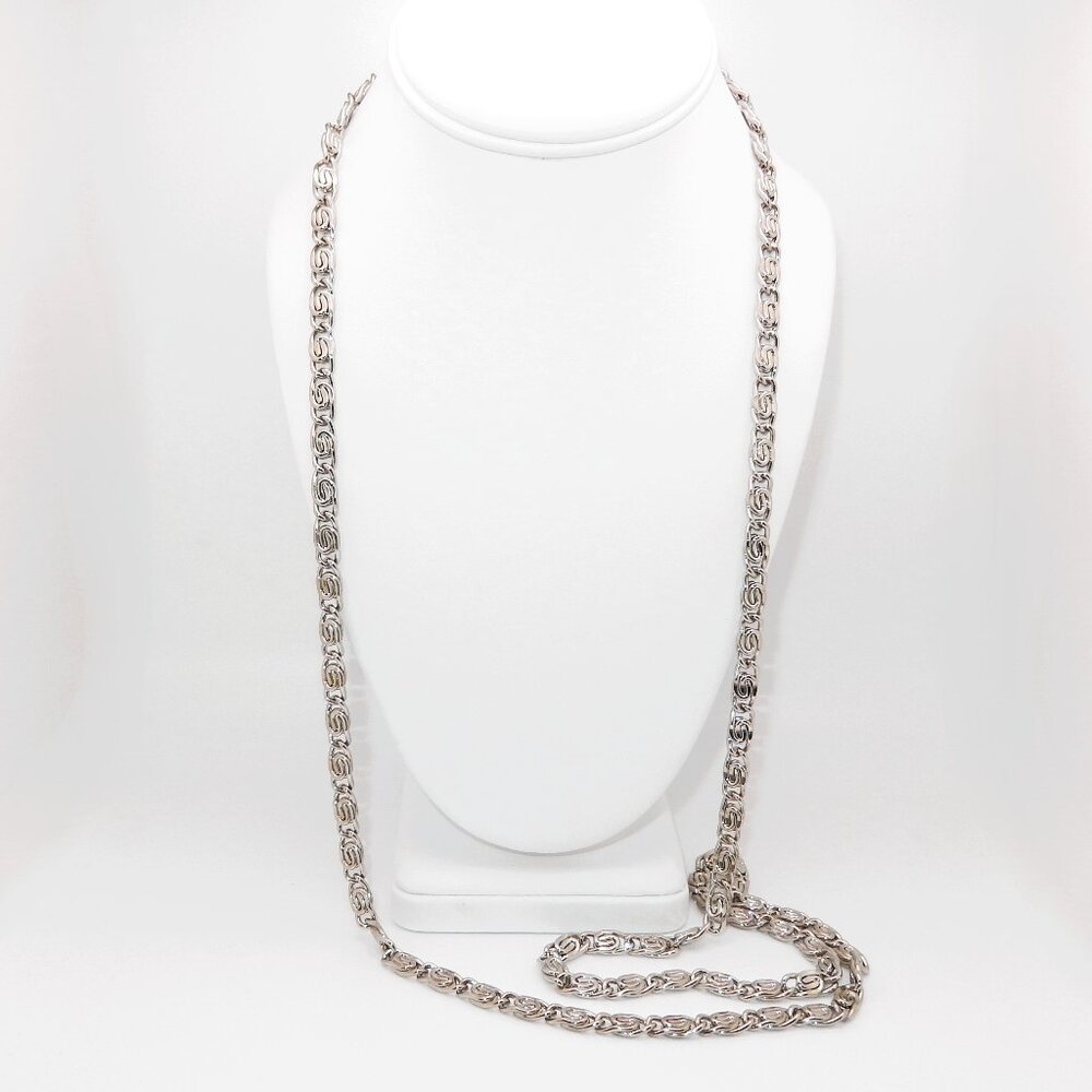 Vintage Silver Tone Necklace / 41" Length / No Clasp - Overhead / Nice Weight